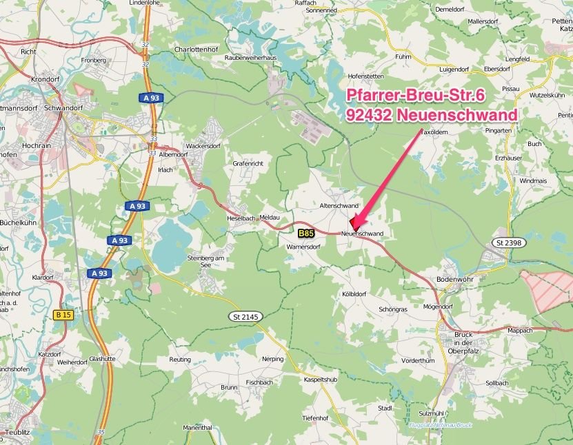 Übersichtskarte mit der Lage des Hofs in Neuenschwand